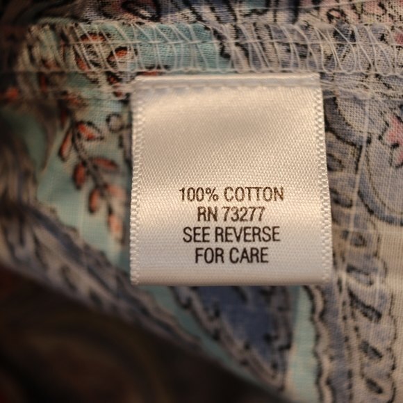 Croft & Barrow Paisley Cuff Sleeve 100% Cotton Button Down Top Med - Picture 11 of 12